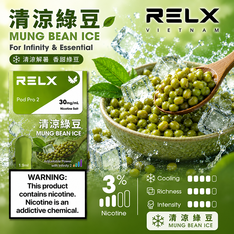 RELX 悅刻六代煙彈 Infinity Pod Pro 2｜1.9ml*3Pod透明油倉｜口味-清涼綠豆