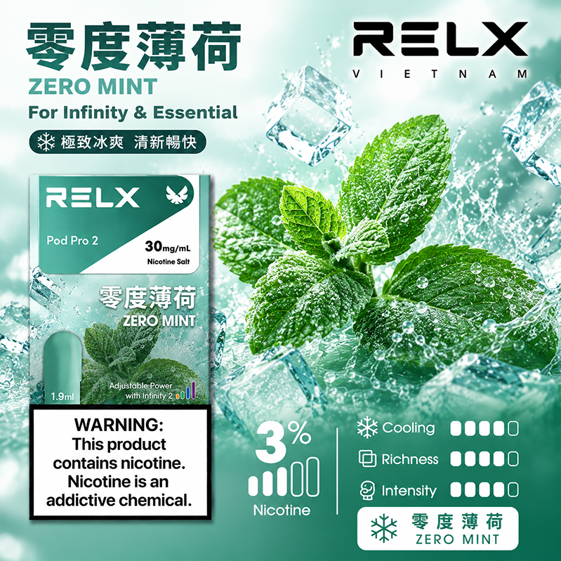 RELX 悅刻六代煙彈 Infinity Pod Pro 2｜1.9ml*3Pod透明油倉｜口味-零度薄荷